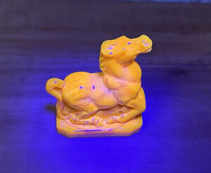 Vintage 1980 Boyd Art Glass Joey Horse #2 Persimmon 1st Set Slag UV Glow